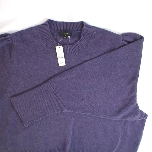 J. Crew Puff-Sleeve Balloon Sleeve Crewneck Purple Sweater in Supersoft Yarn NWT - Picture 5 of 9